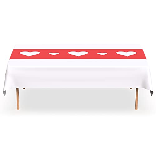 Red Scallop Disposable Table Runner. 5 Pack 14 x 108 inch. Plastic Table Runner Adds A Pop of Color To Your Party Table, by Swanoo