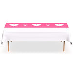 Pink Cutout Heart Plastic Table Runner -5 Pack- For Mothers Day, Valentines Day, Parties And Birthdays