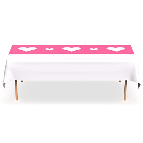 Pink Cutout Heart Plastic Table Runner -5 Pack- For Mothers Day, Valentines Day, Parties And Birthdays