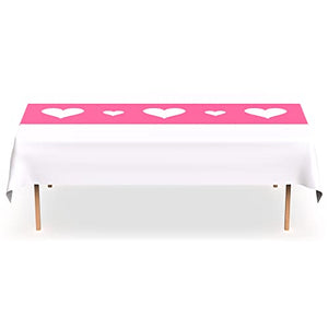 Pink Cutout Heart Plastic Table Runner -5 Pack- For Mothers Day, Valentines Day, Parties And Birthdays