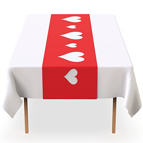 White Cutout Heart Plastic Table Runner -5 Pack- For Mothers Day, Valentines Day, Parties And Birthdays