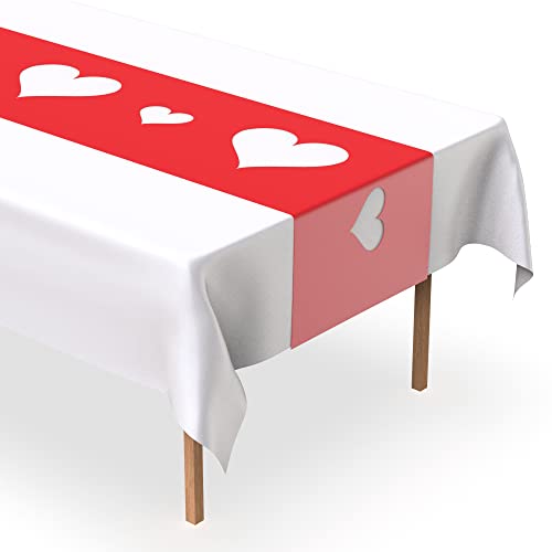Red Cutout Heart Plastic Table Runner -5 Pack- For Mothers Day, Valentines Day, Parties And Birthdays