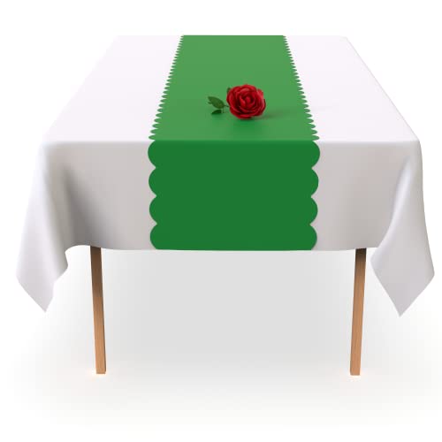 Green Scallop Disposable Table Runner. 5 Pack 14 x 108 inch. Plastic Table Runner Adds A Pop of Color To Your Party Table, by Swanoo