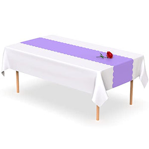 Purple Scallop Disposable Table Runner. 5 Pack 14 x 108 inch. Plastic Table Runner Adds A Pop of Color To Your Party Table, by Swanoo
