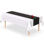 White Scallop Disposable Table Runner. 5 Pack 14 x 108 inch. Plastic Table Runner Adds A Pop of Color To Your Party Table, by Swanoo