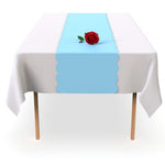Burgundy Scallop Disposable Table Runner. 5 Pack 14 x 108 inch. Plastic Table Runner Adds A Pop of Color To Your Party Table, by Swanoo