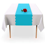 Light Blue Scallop Disposable Table Runner. 5 Pack 14 x 108 inch. Plastic Table Runner Adds A Pop of Color To Your Party Table, by Swanoo