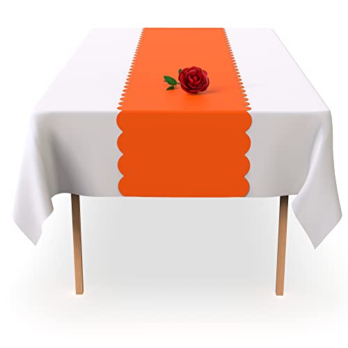 Orange Scallop Disposable Table Runner. 5 Pack 14 x 108 inch. Halloween Table Runner Decor Decorations Plastic Table Runner Adds A Pop of Color To Your Party Table, by Swanoo