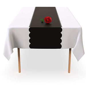 Red Scallop Disposable Table Runner. 5 Pack 14 x 108 inch. Plastic Table Runner Adds A Pop of Color To Your Party Table, by Swanoo