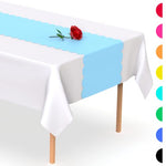 Silver Grey Scallop Disposable Table Runner. 5 Pack 14 x 108 inch. Plastic Table Runner Adds A Pop of Color To Your Party Table, by Swanoo