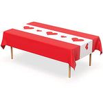 Red Cutout Heart Plastic Table Runner -5 Pack- For Mothers Day, Valentines Day, Parties And Birthdays