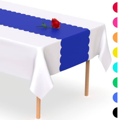 Gold Scallop Disposable Table Runner. 5 Pack 14 x 108 inch. Plastic Table Runner Adds A Pop of Color To Your Party Table, by Swanoo