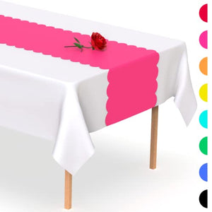 Gold Scallop Disposable Table Runner. 5 Pack 14 x 108 inch. Plastic Table Runner Adds A Pop of Color To Your Party Table, by Swanoo