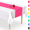 Hot Pink Scallop Disposable Table Runner. 5 Pack 14 x 108 inch. Plastic Table Runner Adds A Pop of Color To Your Party Table, by Swanoo