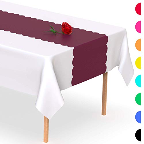 Purple Scallop Disposable Table Runner. 5 Pack 14 x 108 inch. Plastic Table Runner Adds A Pop of Color To Your Party Table, by Swanoo