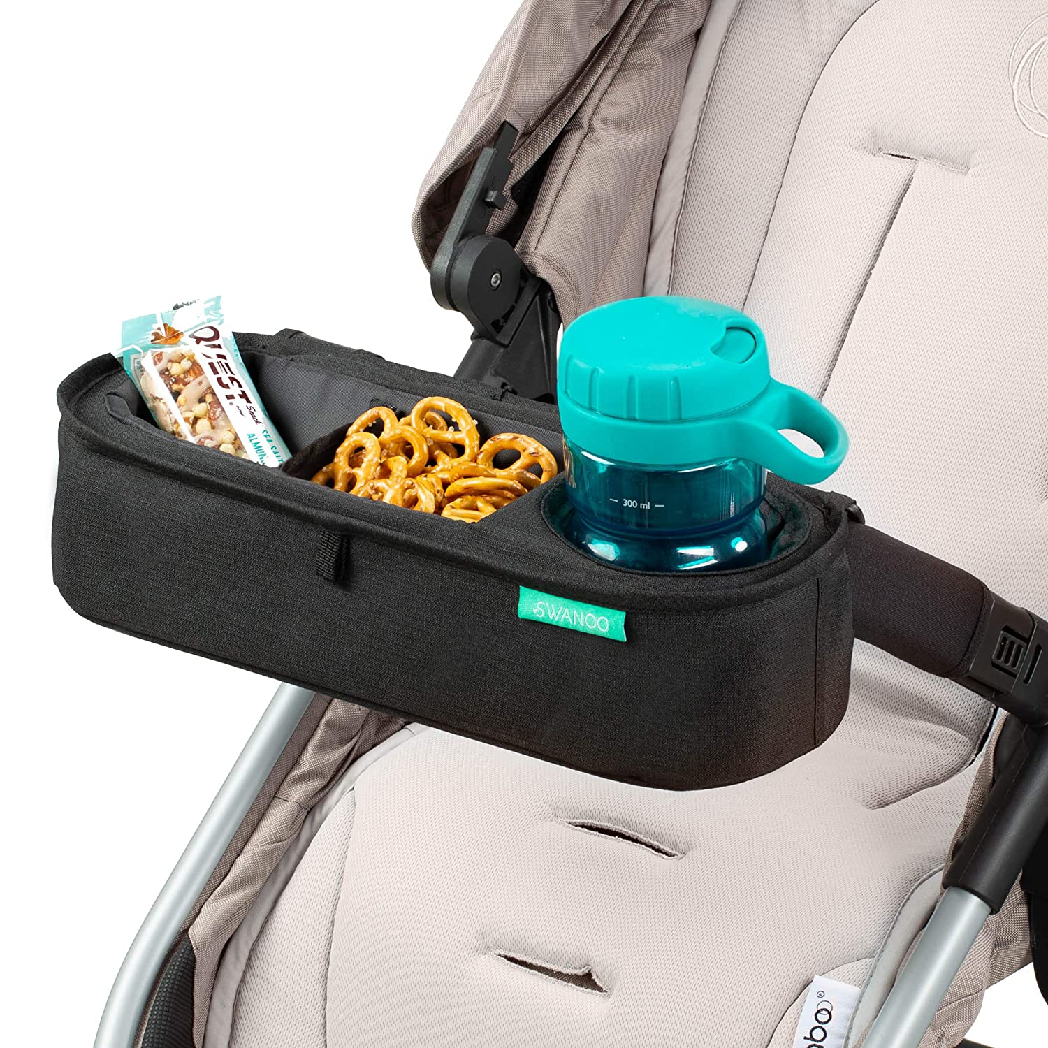 1pc 3-in-1 Baby Stroller Cup Holder/phone Snack Storage Tray/infant Milk Bottle  Organizer